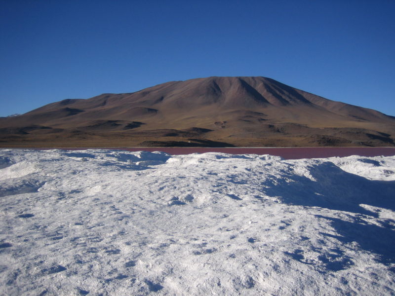 Bórax en una laguna  sudamericana